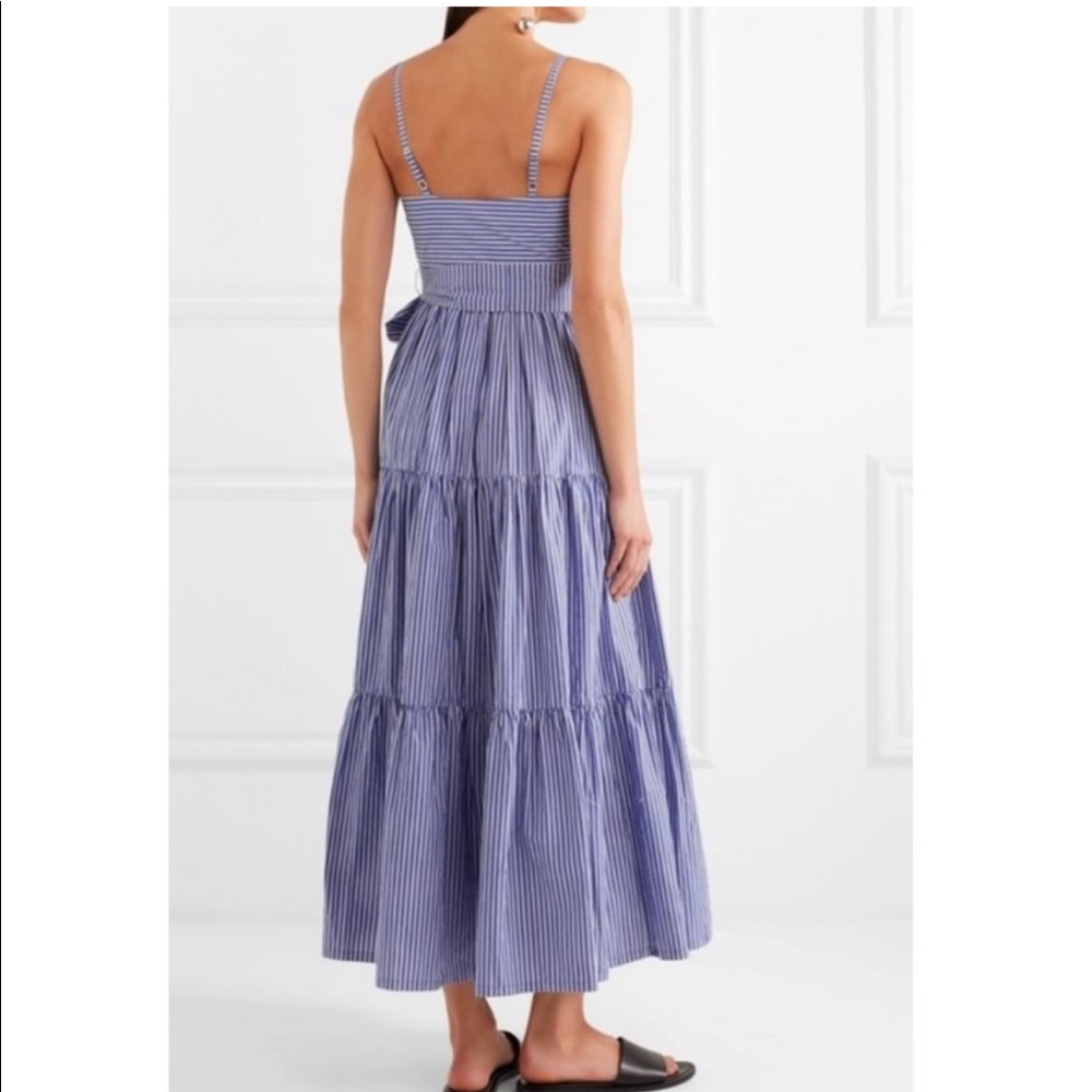 J Crew Garratt striped tiered maxi dress cotton blue white 4 - Picture 3 of 11